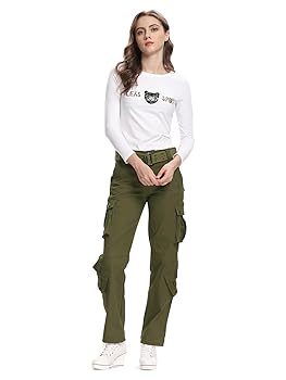 Amazon.com: Women's Cotton Casual Cargo Work Pants Military